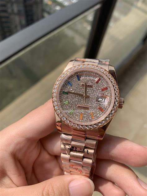 icy rolex rose gold|iced out rolex 36mm.